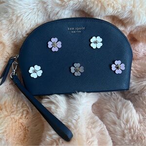 Kate Spade Navy Blue Floral Cosmetic Bag